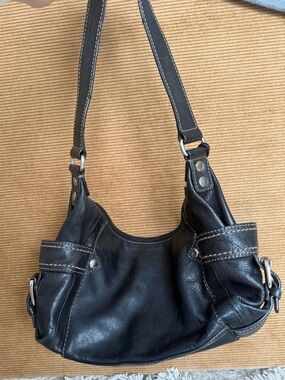 FOSSIL BLACK LEATHER HOBO BAG
